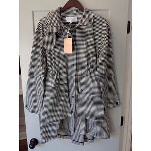 Pearl by Lela Rose Black Gingham Checked Seersucker Anorak Jacket XS READ